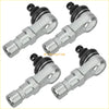 Set of four silver metal ball joints with black rubber boots for suzuki lt500r ltf500f ltf230 ltf250 ltf300f lt-f4wdx