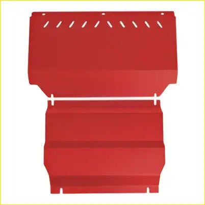 Red powder coated metal bash plate with slotted top and bars fit for mitsubishi triton ml mn 2006-2015 front sump guard