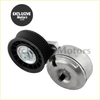 Silver and black automotive belt tensioner with ribbed rubber pulley for ford ranger and mazda b4000