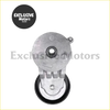 Silver metal belt tensioner with black rubber pulley and mounting bracket for jeep wrangler jk 2.8 crd 2007-2018