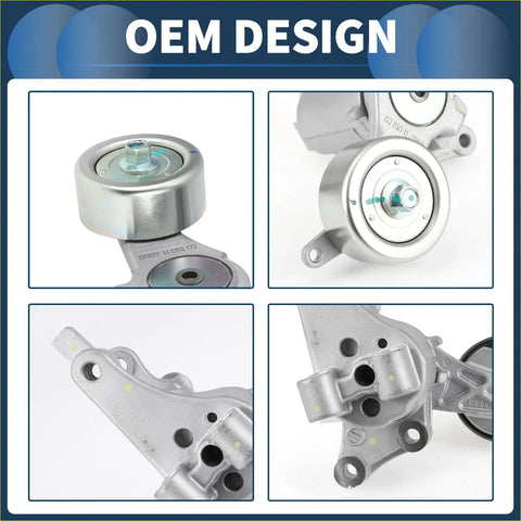 Silver metallic oem belt tensioner for toyota hilux 2001-2015 with circular pulley and mounting bracket