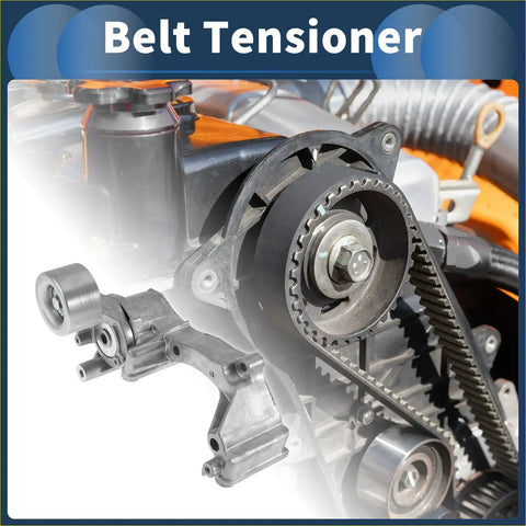 Black rubber belt tensioner with metallic gear and bolted housing for toyota land cruiser 2007 2015 engine
