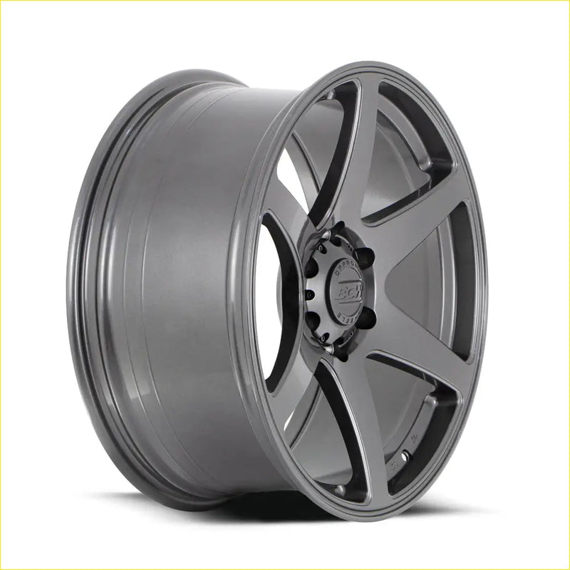 Dark gray five spoke bcr alloy wheel with matte finish center cap from bgw cartel gloss gunmetal collection