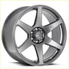 A sleek matte gray bgw cartel gloss gunmetal alloy rim with a five-spoke design and polished accents