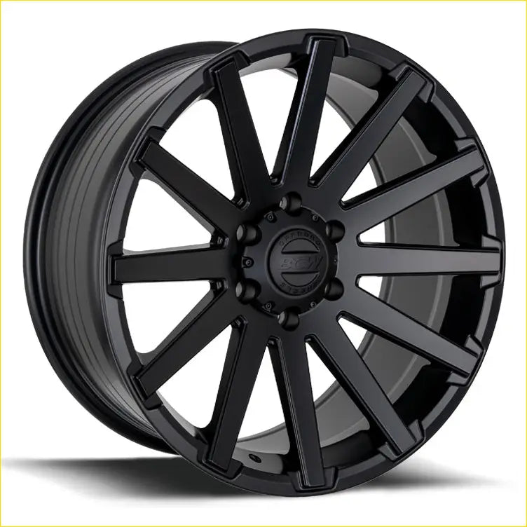 Black matte-finished alloy wheel bgw cruze with bold multi-spoke design and skw logo center cap