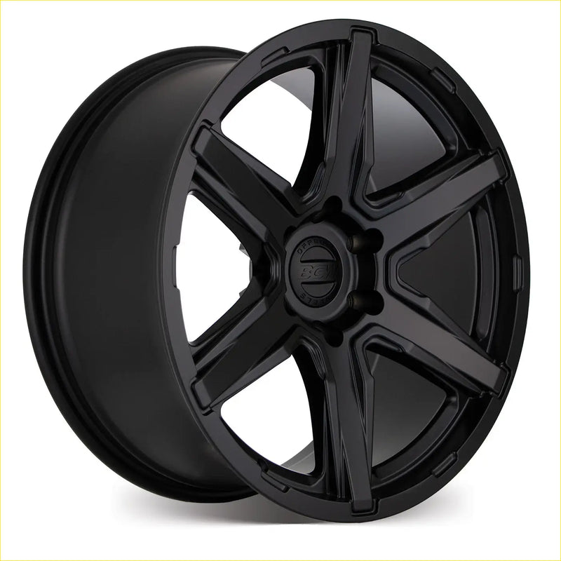 Bgw legend matt black black matte finished alloy wheel with five spoke design and bbs logo hubcap
