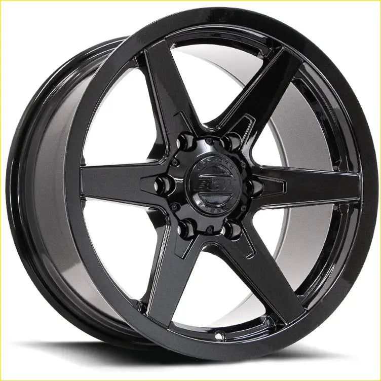 Black glossy five-spoke alloy wheel bgw primal gloss black with central bbs logo hubcap