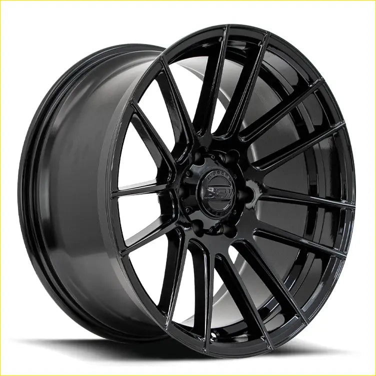 Bgw shadow gloss black alloy wheel with black gloss finish multi spoke design and bbs logo center cap