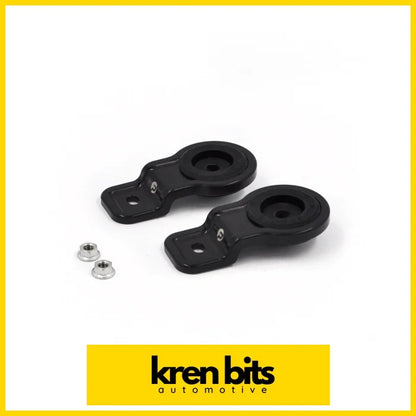 Billet Radiator Bracket Set For Nissan R32 / R33 & R34 (8.5Mm) Black Brackets And Rubber Bushes