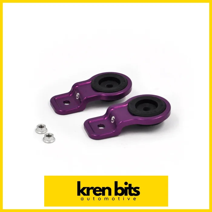 Billet Radiator Bracket Set For Nissan R32 / R33 & R34 Purple Brackets And Rubber Bushes