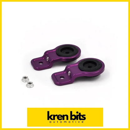 Billet Radiator Bracket Set For Nissan R32 / R33 & R34 Purple Brackets And Rubber Bushes