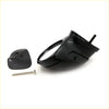 Black blind side fender mirror housing for toyota hilux 1988-1997 with glossy finish and mounting bracket shown from back