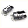 Black plastic door handle bezel set with chrome metal pulls and brackets for nissan datsun ute 620 1972-1979 back side view