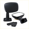 Black plastic side view mirror with rectangular glass and mounting bracket for toyota hilux 1983 1988