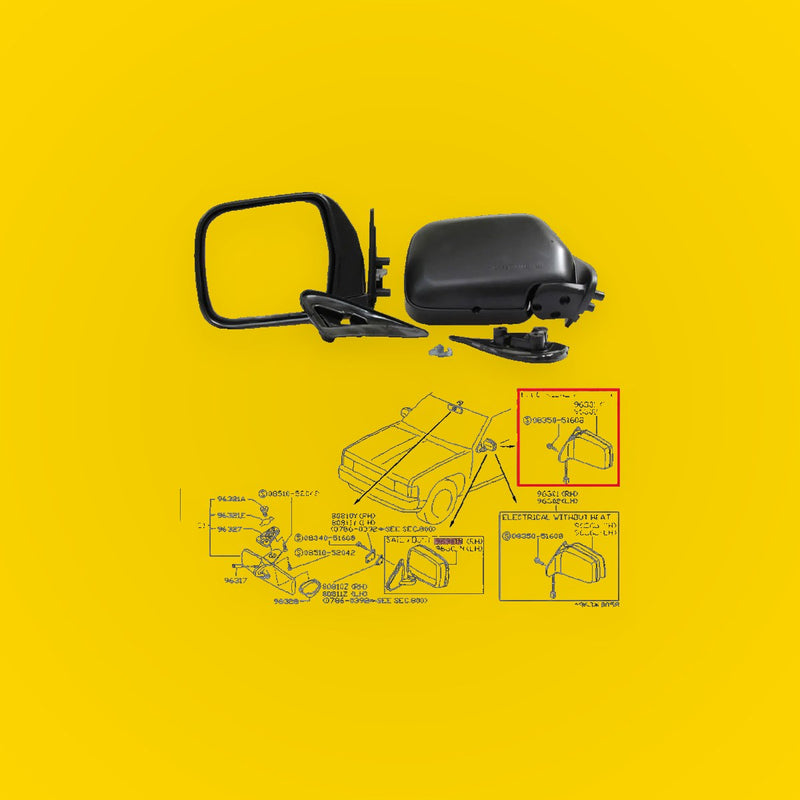 Black Door Mirror for Toyota Hilux/4Runner 1988-1997