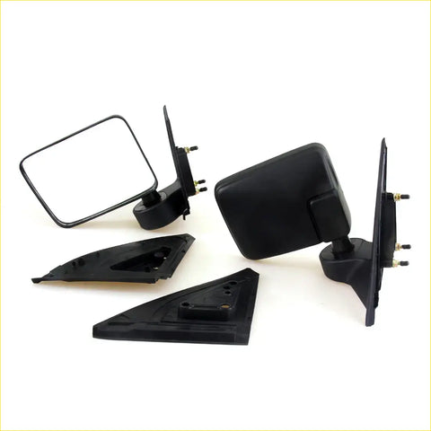 Black door mirror x2 for dodge ram 50 mitsubishi l200 colt triton with black plastic rectangular and square housings