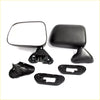 Black plastic door mirror assembly with rectangular glass and matching housing for toyota hilux mighty-x 1988-1998