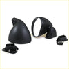 Black plastic side mirror housing kit with mounting brackets and screws for nissan datsun bluebird 1963-1981