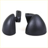 Black plastic side mirror covers with matte finish and curved dome design for nissan datsun bluebird 1963-1981