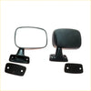 Black rectangular side view door mirrors with chrome trim and brackets for toyota hilux 1978-1984 back side view