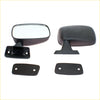 Black plastic side-view mirror assembly with rectangular glass and mounting brackets for toyota hilux 1978-1984