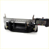 Black exterior door handle for Mazda B Series showing back side with metallic spring and yellow screws measured at 53.64mm