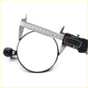 Black circular fender mirror for daihatsu charmant with small handle and silver screw measured by digital caliper