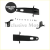Black metal car door hinge assembly with matching brackets and fasteners shown from the back side for toyota hilux