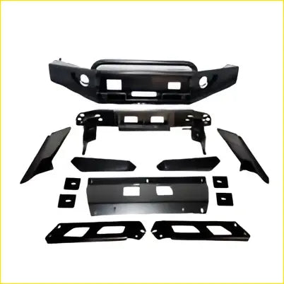 Black front steel bumper kit for ford ranger px2 px3 2015-2021 with integrated fog light mounts and textured surface