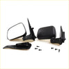 Black manual door wing mirror assembly with rectangular glass and mounting hardware for toyota hilux d4d 2001-2005