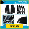 Black glossy plastic mirror covers and door handle trim kit for 2015 toyota hilux automotive use