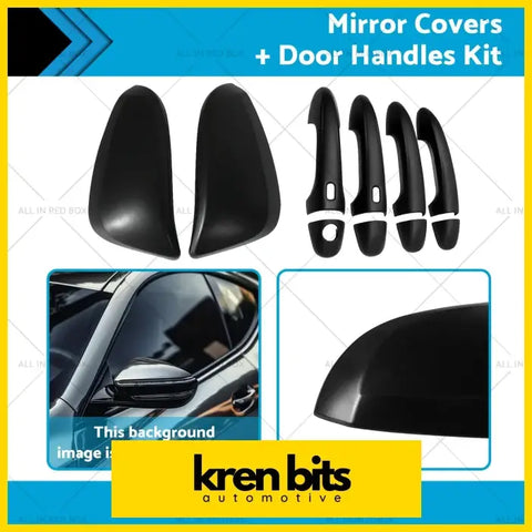 Black glossy plastic mirror covers and door handle trim kit for 2015 toyota hilux automotive use