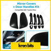 Black glossy plastic mirror covers and door handles kit suitable for toyota hilux 2015 model