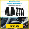 Black plastic mirror covers and door handle trim kit for toyota hilux 2015 with a sleek matte finish