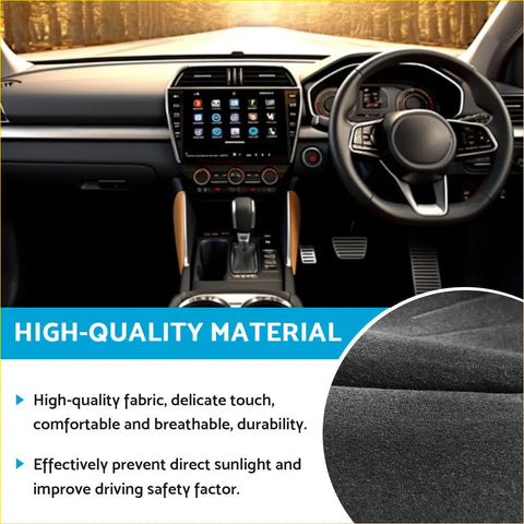 Black non-slip dash mat dashboard cover with soft textured fabric for comfort and durability fit for nissan x-trail
