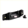 Black outer door handle for mazda b-series 86-93 showing backside with black plastic, screws, and small latch component