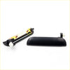 Black plastic outer door handle with metallic internal mechanism for mazda b2000 b2200 b2600 bravo 1985-2006 back side view