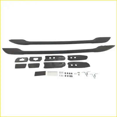 Black plastic car roof rack with adjustable bars and mounting hardware for toyota land cruiser prado 150 series 2009-2023