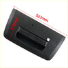 Black plastic tailgate handle cover with key hole for nissan navara shown from the back side 527mm by 277mm