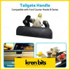Black textured tailgate handle with metallic parts for ford courier and mazda b-series rear side view