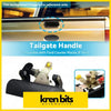 Black plastic tailgate handle with metallic mechanism for ford courier and mazda b-series vehicles back side view