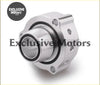 Shiny chrome finished blow off adaptor for vag fsit tfsi with central bore and flanged mounting surface