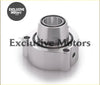 Shiny silver metallic blow off adaptor for vag fsit tfsi with central bore and flanged mounting surface