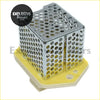 Chrome plated metal honeycomb air filter housing with yellow plastic base for blower motor resistor nissan pathfinder d21