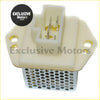 Cream-colored plastic blower motor resistor with metallic grid base and three gold terminals for nissan pathfinder d21