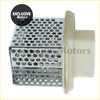 Silver perforated metal strainer with white plastic housing for blower motor resistor on nissan pathfinder d21 1986-1995