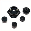Black rubber body mounting base support with metallic bolts and square base for nissan datsun 720 1979-1986