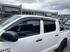 Black plastic window visors installed on white toyota hilux pickup with bonnet guard matte black for 2012-2015 model