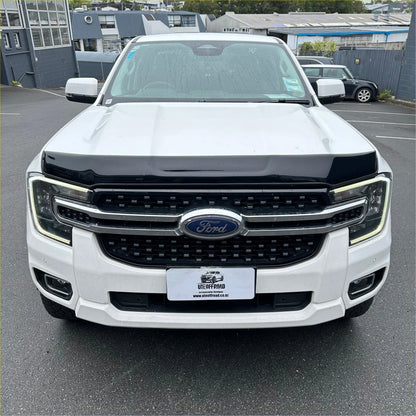 White ford ranger with black bonnet guard protector stone guard designed for 2022+ new ranger models
