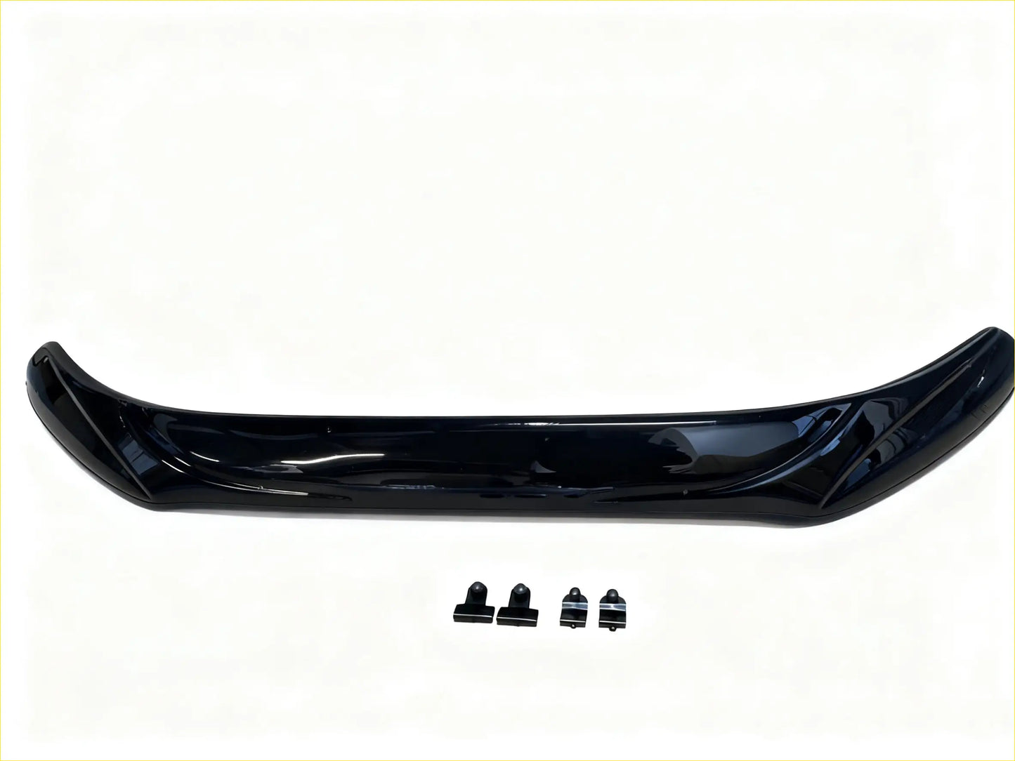 Black glossy plastic front bumper spoiler with four black mounting clips for bonnet guard protector ford ranger px2 px3 2016-2021